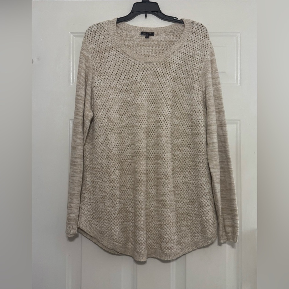 Lety & Me Size XXL Women's Beige Sweater w/ Brown Patches on Elbows.